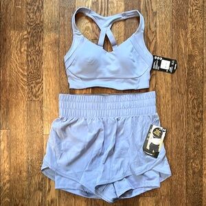 AVIA Light Blue Sports Bra and Shorts Set